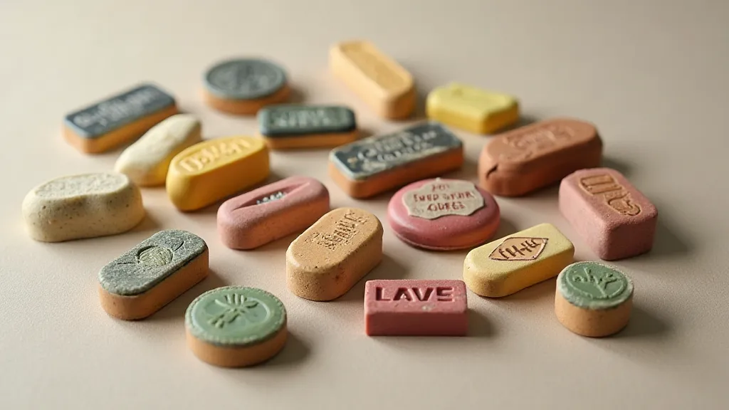 A collection of vintage pencil erasers.