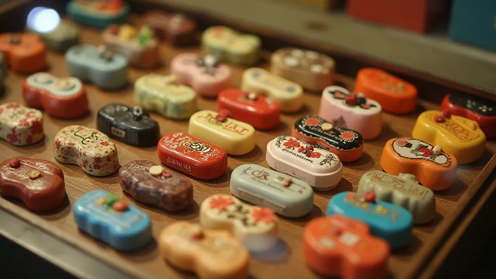 Display of vintage Japanese pencil erasers