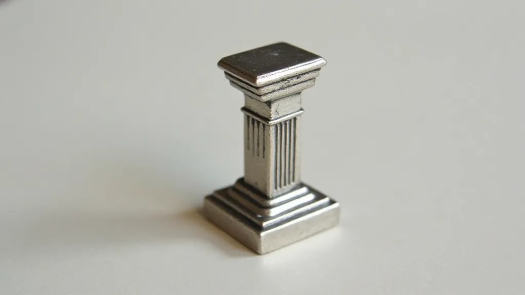 A vintage German metal pencil eraser shaped like a miniature building pillar, with embossed detailing.