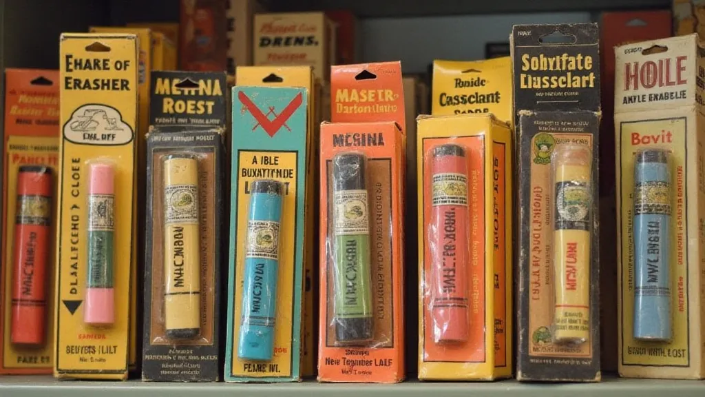 Collection of vintage pencil erasers in original packaging