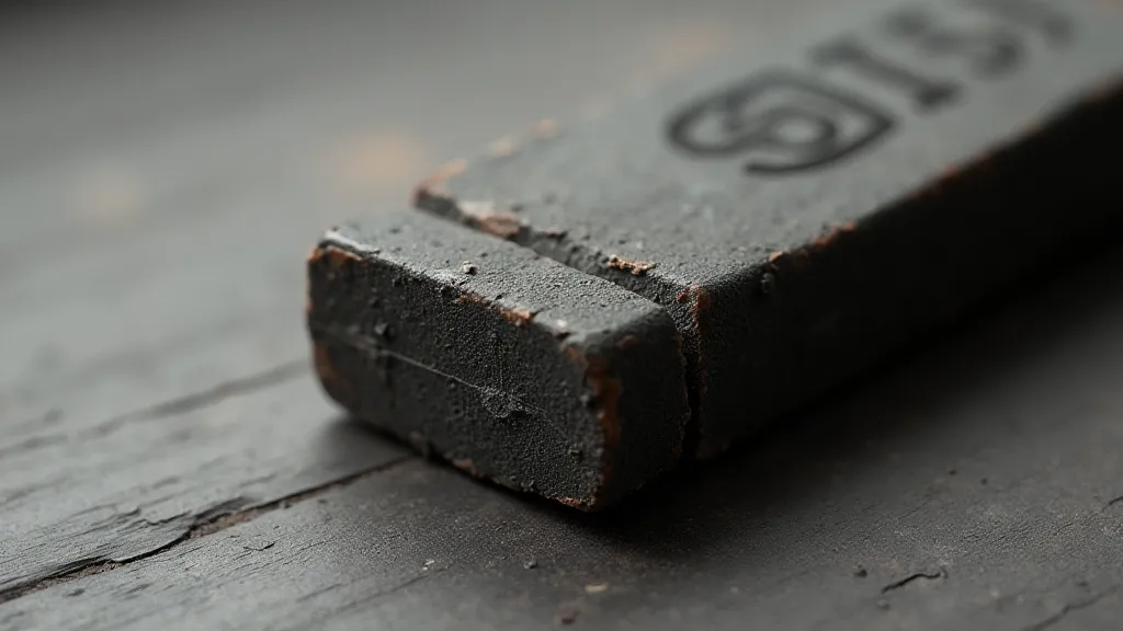 Vintage eraser showing grainy texture