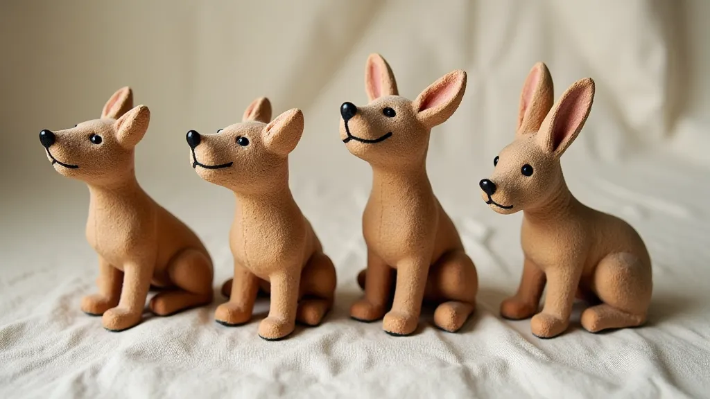 Vintage eraser animals displayed on linen cloth
